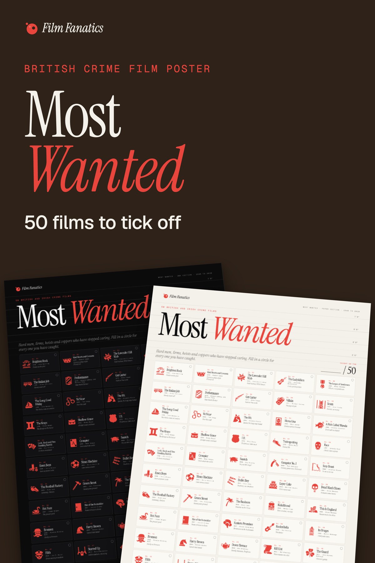 Most Wanted, 50 British and Irish crime films, a tick-off poster